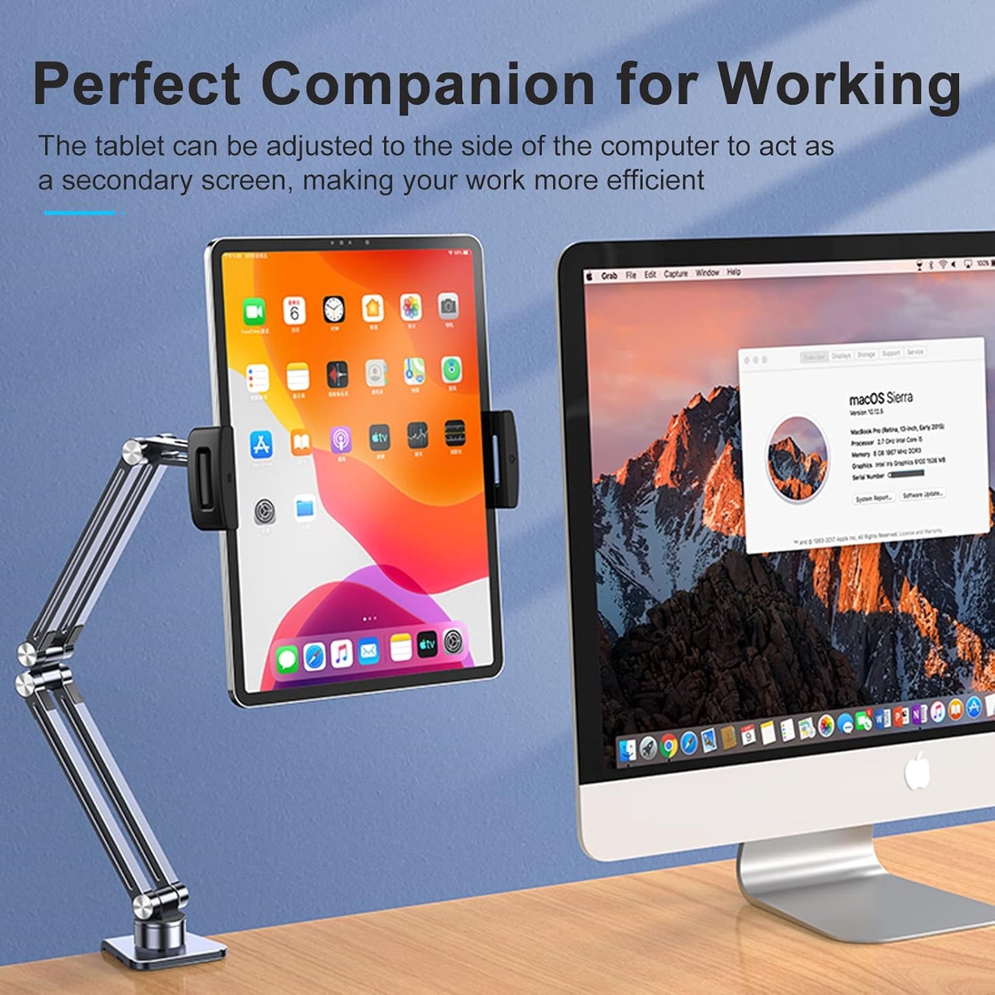 Universal 360 Degree Rotatable, Phone and Tablet Holder Bed Gooseneck Mount, Aluminum Long Arm Foldable Lazy Stand
