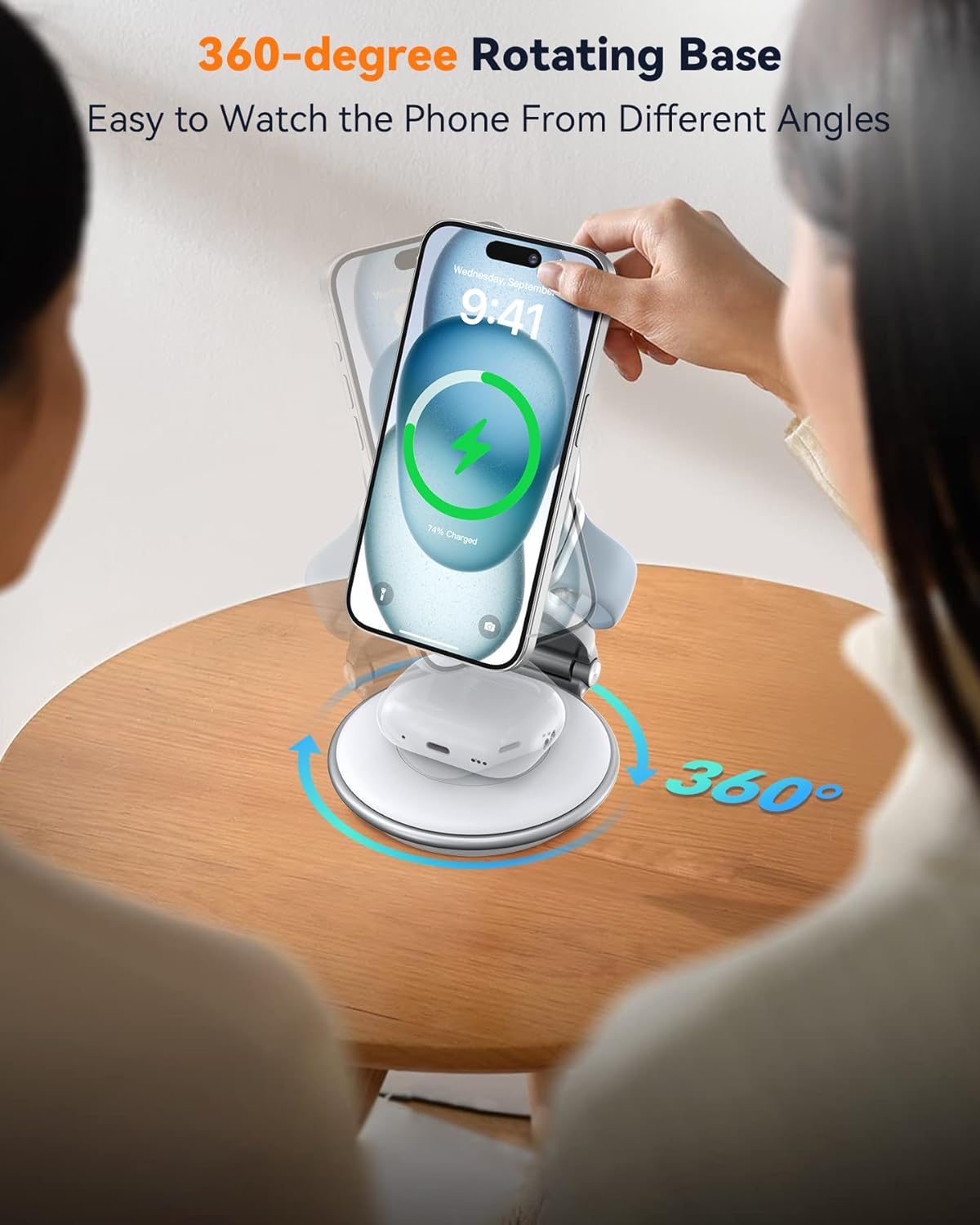Charging Station for Apple Multiple Devices: 3 in 1 Foldable Magnetic Wireless Charger Stand