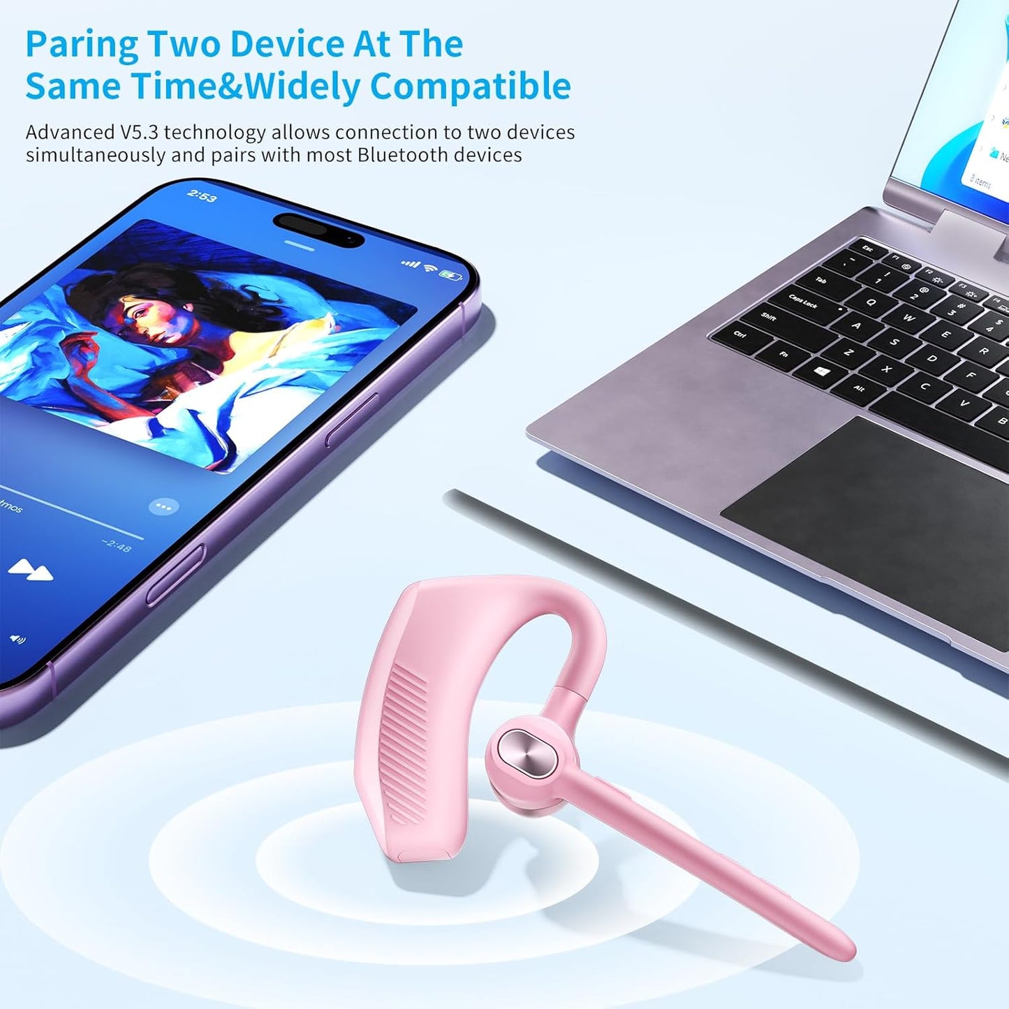 Bluetooth Headset Wireless Earpiece Microphone