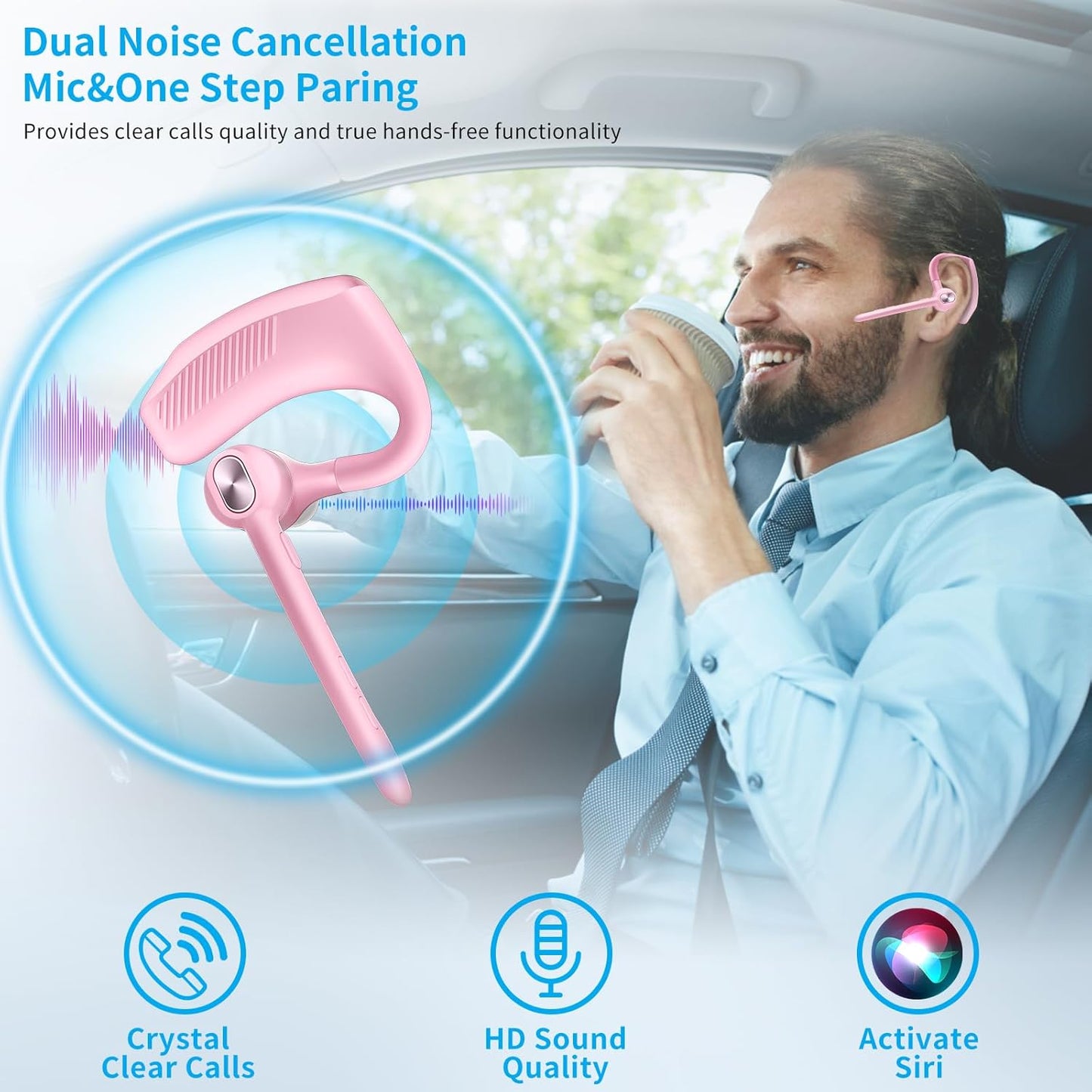 Bluetooth Headset Wireless Earpiece Microphone