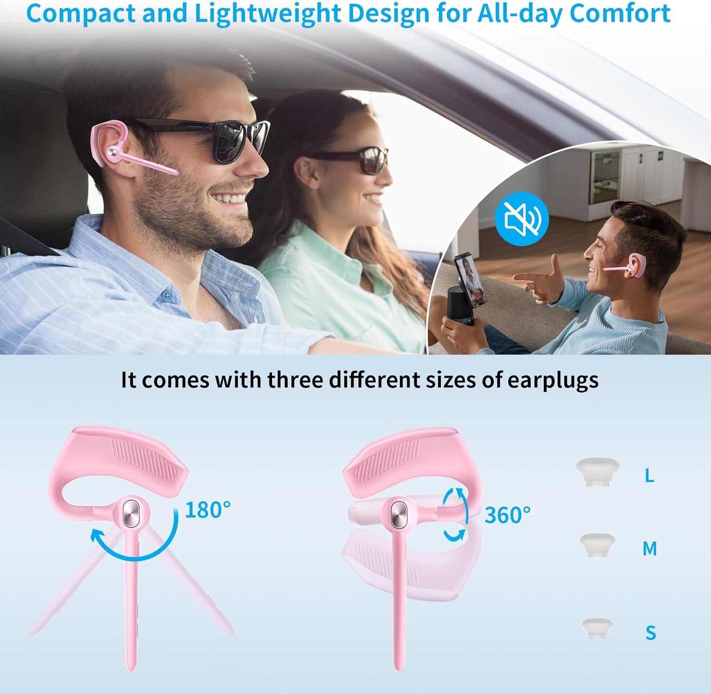 Bluetooth Headset Wireless Earpiece Microphone