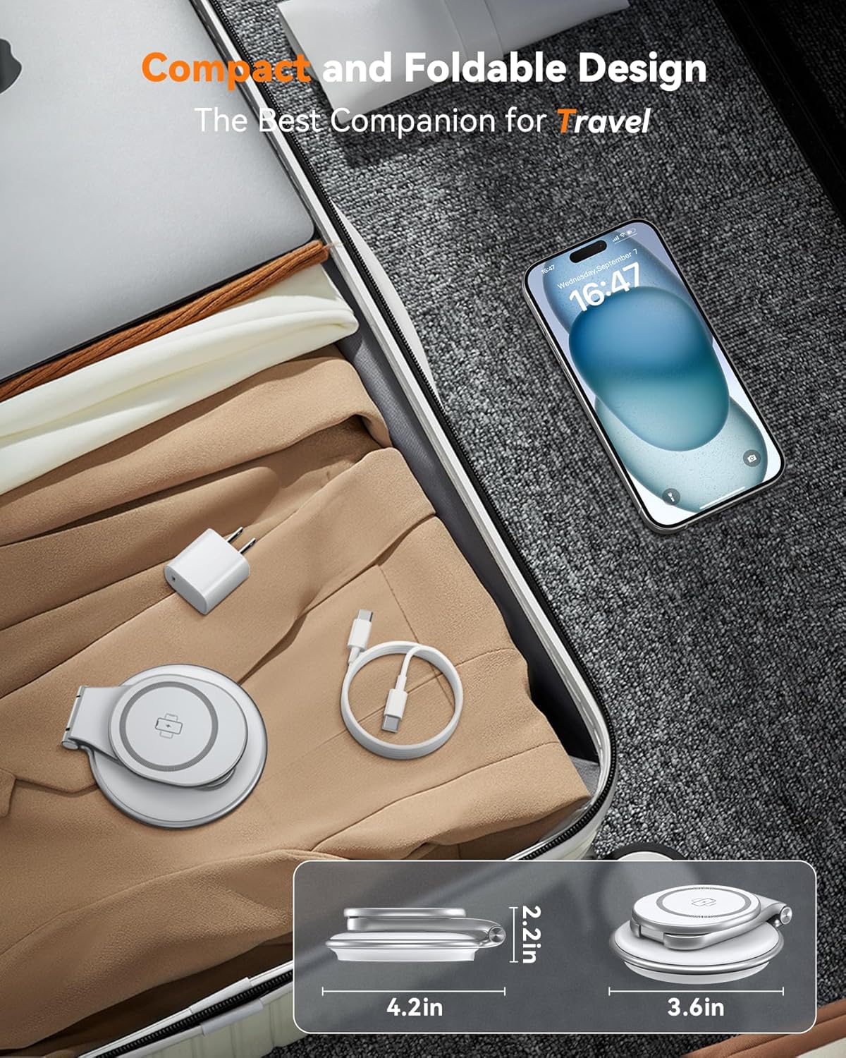 Charging Station for Apple Multiple Devices: 3 in 1 Foldable Magnetic Wireless Charger Stand